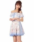 lizlisa 甜美田園風鄉村風荷葉領玫瑰薔薇花洋裝