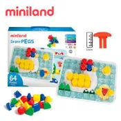 娃娃國【西班牙Miniland 3.9CM大拼豆幼兒64顆學習組(附透明板/圖卡)】釘釘豆 顏色形狀認知 專注力