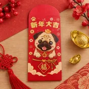【巴哥燙金紅包袋】狗狗燙金紅包袋 | 春節紅包袋 | 寵物紅包袋