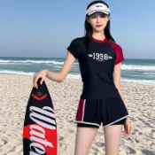 免運🔮分體泳衣女爆款青春運動型游泳衣遮肉顯瘦防走光平角褲泡溫泉泳裝運動泳衣連身泳衣 大尺碼 性感泳衣 顯瘦泳衣 比基尼