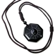 【吉祥開運坊】八卦系列【辟邪 保平安黑曜石太極八卦項鍊 繩線】開光加持 擇日