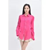 (S) polo ralph lauren 亞麻長袖全麻粉色襯衫上衣二手衣