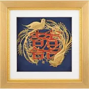 開運陶源 雅鑑鑫品 【真愛系列-比翼雙飛】 鳳凰于飛 純金金箔畫 22.5 x 22.5cm 可掛牆壁  也可立在桌上