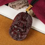 【KT DADA】十二生肖 天然紫檀 掛墜 保平安 招財納福 木雕 不動明王 文殊菩薩 佛牌項鍊 項