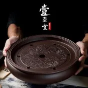 紫砂陶瓷功夫茶具 儲水幹泡臺茶盤 家用茶臺簡約小號茶海茶托託盤-202506