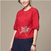 【古典美】03038刺繡手繪上衣(茶禪服/中國風/國服/漢服/手染服/棉麻/亞麻/天然纖維)