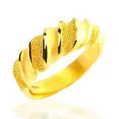 【福西珠寶】黃金戒指 戀戀不忘黃金女戒 斜紋鑽砂 氣質細版女戒(金重1.71錢正負0.03錢)