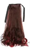JY2070-3假髮_馬尾漸變色挑染彩色綁帶式梨花馬尾長捲髮/酒紅+深棕