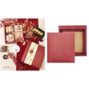 ≡☆阿雪包裝家專賣店☆≡包裝用品 新年 春節~NEW 年節 單層禮盒 牛皮酒紅 (空盒)+內襯  T字隔板