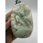 3-490（附證書）天然翡翠。關公關聖帝君武財神吊飾