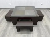 宏品全新二手家具館~台中2手家具家電中古推薦 A542913*胡桃1桌4椅茶几*原木家具 木沙發組椅 泡茶桌椅 柚木衣櫃