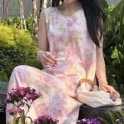 【韓國K.W.】韓國空運輕棉麻時尚型女高品質免穿搭洋裝(小香風/輕量涼感/洋裝/休閒/日系/通勤/渡假)