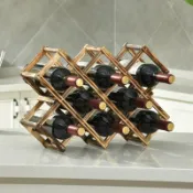 創意實木紅酒架擺件家用紅酒櫃架客廳葡萄酒架餐廳木質紅酒展示架小喵精選百货~~