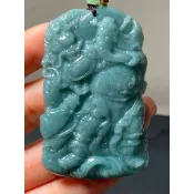 D1010(附證書）天然翡翠。關公關聖帝君武財神吊飾