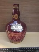 便宜的店---皇家禮炮21年蘇格蘭威士忌酒瓶,酒紅色 0.7公升,已清洗,軟木塞蓋在瓶內-二手