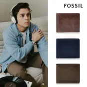 【FOSSIL 官方旗艦館】Derrick 真皮大零錢袋RFID防盜皮夾 男用短夾 多色可選(禮盒組附鐵盒)