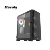 【紐頓e世界】MAVOLY 松聖 LIME-0820 開門式機殼 黑色【ATX/顯卡長30cm/CPU高16cm/預裝定光風扇x4/TYPE-C】