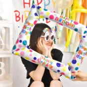 生日 相框氣球 58*48cm 拍照 互動樂趣 鋁箔氣球 派對 生日佈置 慶生佈置 道具