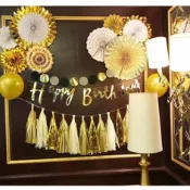 🎁現貨/生日快樂英文燙金拉旗Happy birthday/派對佈置/裝飾/節慶/打卡道具/海報布條/生日/周歲/艾米菈