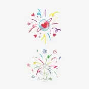 -PETIT BAZAR- 桃山 愛心星球 花花煙火 紋身貼紙 單張