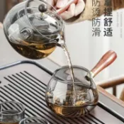 良品舎 360度側把逍遙泡茶壺耐高溫玻璃茶壺旋轉小青柑泡茶套裝煮茶壺284LPS 快速寄出