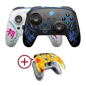 【FlashFire】Switch/PC副廠雙替換面板無線遊戲手把(附電氣黃面蓋 喚醒 巨集循環 自動連發)
