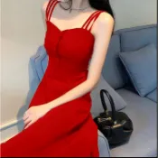大碼露胸洋裝|夏季連衣裙|夜店女裝裙子吊帶裙|純色露背洋裝|露胸連衣裙|性感洋裝|無袖短裙|簡約韓版洋裝