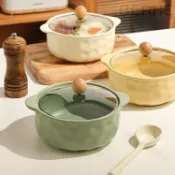 【台灣出貨】北歐陶瓷泡麵碗帶蓋學生宿捨方便麵碗ins風雙耳大號湯碗螺螄粉碗
