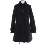 【DOKODEMO】全新☆ BURBERRY BLUE LABEL LABEL 羊毛和安哥拉羊毛大衣，格子襯裡，logo紐扣，黑色，40碼，正品，女款