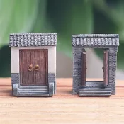 【微景小舖】青磚瓦面大門(單入)微景觀多肉植物苔蘚盆栽擺件 DIY花盆裝飾品 園藝水族造景擺件 拍攝道具 公仔