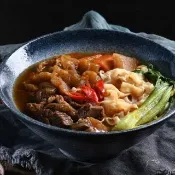 【藍海饌】紅燒牛肉麵2入裝/盒(共1190g 得獎品牌 常溫牛肉麵 牛肉湯)