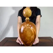 阿一藝品 高檔越南檜木 釘瘤料【閃花聚寶瓶】開運 收藏 閃花 釘子瘤 鳳凰尾 蚯蚓紋 招財旺運 招財擺件 K92