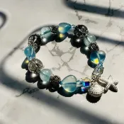 海藍寶黑髮晶設計款手鏈