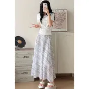 【韓版復古格紋超大裙擺半身裙】台灣出貨 夏天新款高腰顯瘦垂墜感雪紡裙 A字長裙 傘裙 氣質淑女通勤OL日常穿搭裙子 格子