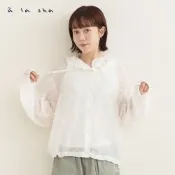 a la sha 日系透膚點點連帽外套