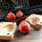 免運 臺灣出貨 壽桃模具 糕點模具 烘焙模具 桃子模具蟠桃模具木質僊桃模具3D立體壽桃模網紅壽桃模具糕點心模