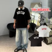 ［YS] 現貨 BOSTON字母寬鬆短袖 簡約 百搭 情侶款 韓版 大標 英文字母 波士頓 男女不拘