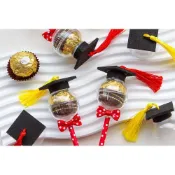 (店+)畢業禮物 超Q畢業帽 金莎棒棒糖（25cm紅點點紙管）流蘇2色可選 畢業金莎花束 g3831 