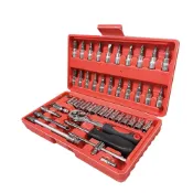 (店+)【COLOR ME】46件工具組 (螺絲起子 省力扳手 萬用工具箱 一字 十字 星型 六角 棘輪 T型滑桿 汽修 水電工具)