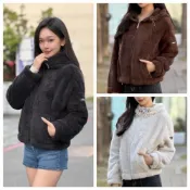 (店+)【CALVIN KLEIN】CK 女款 短版 泰迪 絨毛外套 連帽外套 羊羔毛
