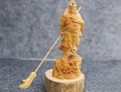 【樸緻精品】關聖帝君 義薄雲天 法像莊嚴 黃楊木 關公神像 木雕小擺件（GA-0781）