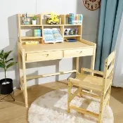 【LOGIS】多層架大地實木成長桌椅組(兒童桌椅 調整型桌椅 120X50cm)