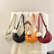 🔥新款🔥韓版ins牛津百搭餃子包女純色休閒斜挎可愛複古簡約單肩包水餃包 斜背包 日係側背包 斜肩包 斜跨包 Z45C