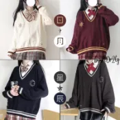學院風 JK馬甲 學院風新款JK秋冬日月星辰長袖毛衣女學生韓版寬松百搭針織衫上衣