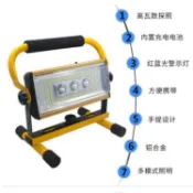 新款100W COB LED大功率充電廣角投光燈(附18650電池6顆+直充線)