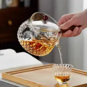 良品舎 厚旋轉茶壺逍遙壺小青柑專用側把壺高硼硅玻璃360度旋轉泡茶壺284LPS 快速寄出
