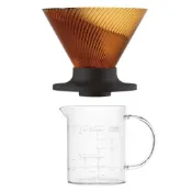 (店+)【HARIO】V60 NEO琥珀色樹脂(Tritan)濾杯加咖啡配方量杯組合