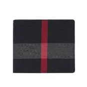 【BURBERRY 巴寶莉】大格紋帆布對開零錢袋短夾(海軍藍/灰色)