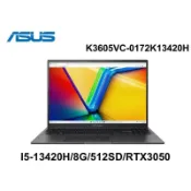 【墊腳石】ASUS華碩 K3605VC-0172K13420H 16吋筆電-搖滾黑 (I5-13420H/8G/512GSSD/RTX3050)