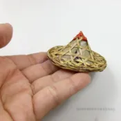【滿188出貨】純手工竹編棕葉迷你小斗笠微縮竹笠尖帽子復古仿真釣魚帽漁翁雨帽 純手工竹編棕葉迷你小斗笠